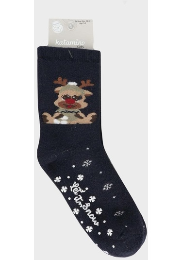 Katamino Snowlet Abs'li Kız Havlu Soket Çorap K25068 Lacivert