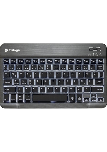 Trilogic Bright KBT501 7 Renk Led Aydınlatmalı Kablosuz Bluetooth Klavye