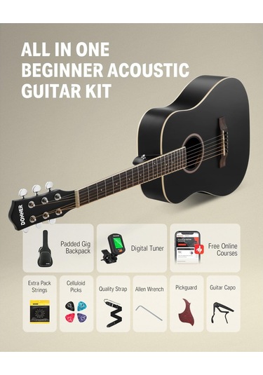 Donner Ec983 Akustik Gitar Seti Siyah