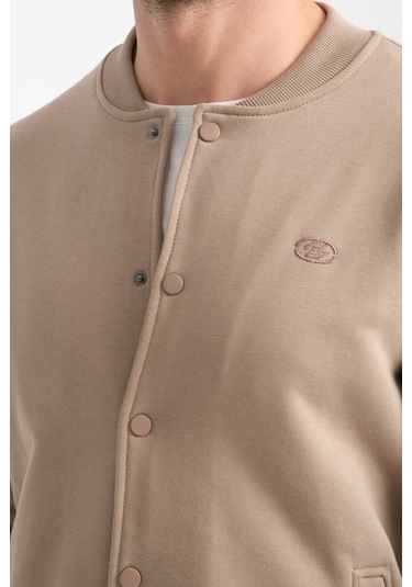 Shooter Sportswear Erkek Sweatshirt Düğmeli Ekru Standart Kalıp Vizon