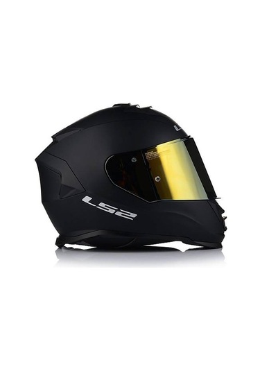 Ls2 Storm 2 Mat Siyah Kapalı Motosiklet Kaskı Gold Camlı Mat Siyah