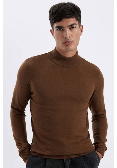 Defacto Slim Fit Dar Kesim Yarım Balıkçı Yaka Basic Düz Triko Kazak R1127AZ24WNBN106 Kahverengi Defacto Slim Fit Dar Kesim Yarım Balıkçı Yaka Basic Düz Triko Kazak R1127AZ24WNBN106 Kahverengi