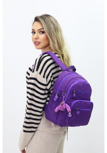 Sevimli Peluş Figürlü Günlük Kadın Sırt Çantası Şık, Kullanışlı, Okula Ve Seyahate Uygun Mor