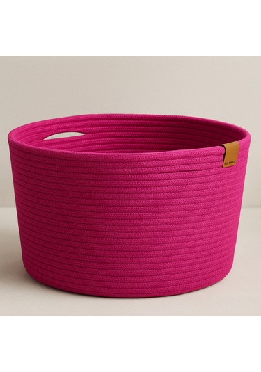 Camatschua Dekoratif Hasır 40 30 Cm Halat Sepet Çok Amaçlı Saklama & Düzenleme Sepeti Fuşya