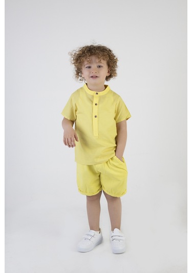 Erkek Çocuk Gömlek-gardin Şort Alt Üst Takım 001