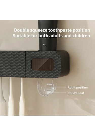 1 Akıllı Diş Fırçası Rafı Duvara Monte 3 Yuvalı Diş Fırçası Akıllı Kurutma Black Amerika Birleşik Devletleri Siyah