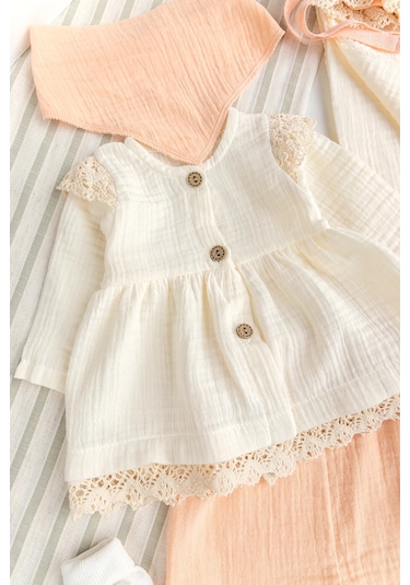 Müslin %100 Pamuklu 8 Li Kız Bebek Hastane Çıkışı Bebek Takımı Yeni Doğan Set