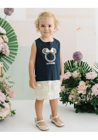 Minnie Mouse Kız Çocuk Lacivert Tül Etek Elbise Mn15634 Lacivert