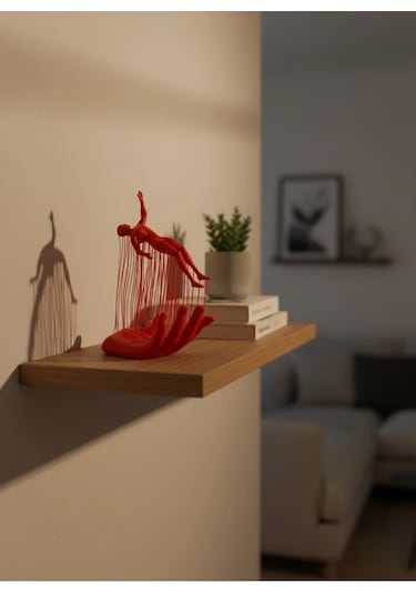 El Formlu İnsan Figürü Kırmızı Modern Dekoratif Biblo Soyut Tasarım 12x18 Cm