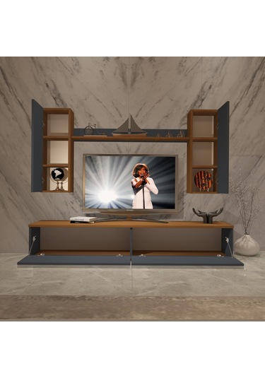 Decoraktiv Eko 5d Mdf Std Tv Ünitesi Tv Sehpası Ceviz - Antrasit