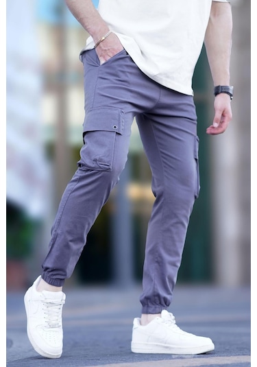 Madmext Erkek Gri Kargo Cep Pantolon 5647 Gri