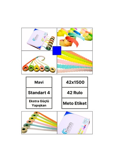 Meto Etiket Mavi 42 Rulo 42x1500 S4 Fiyat Etiketi Tabanca Etiketi 1