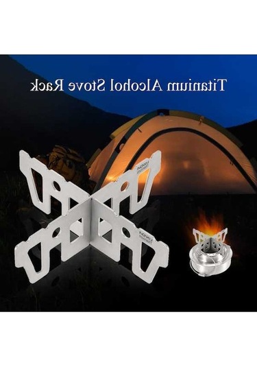 Novahub Titanyum Alkol Ocak Rafı Çapraz Standıdış Mekan Kamp Ocağı Standı Destek Rafı Gümüş Gümüş