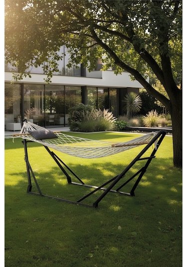 Metatek Katlanır Metal Ayaklı Taşınabilir 3 Kademe Hamak Siyah