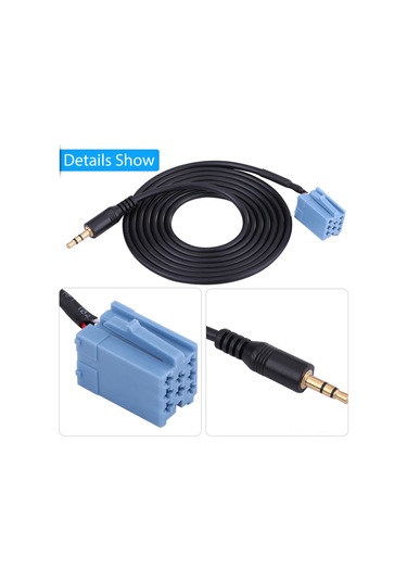 Konesam 3.5mm Aux Ses Kablosu Adaptörü - Volkswagen Golf, Passat B5, Bora, Blaupunkt Cd Oynatıcı İçin - Hızlı Ses Aktarımı, Siyah Kablolu Mavi Bağlantı