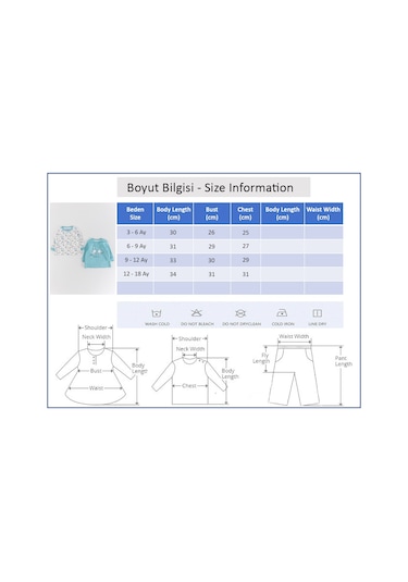 Kedi Figürlü 2'li Kız/erkek Bebek Body Sweat Takımı 001