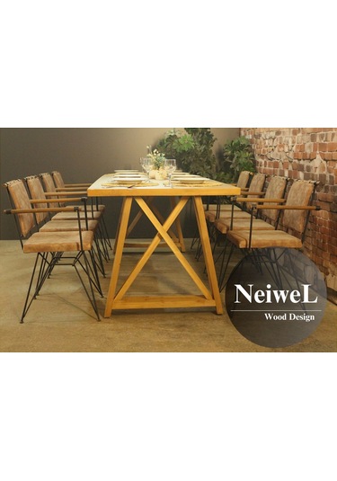 Neiwel İvea Doğal Ahşap Yemek Masası-100-280 Açık Ceviz