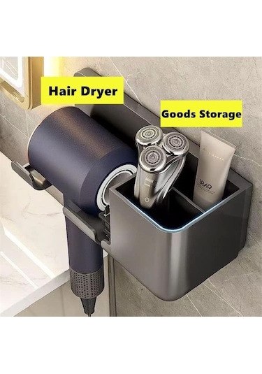 Busstier Saç Kurutma Makinesi Tutucu Banyo Organizeri: Duvara Bej