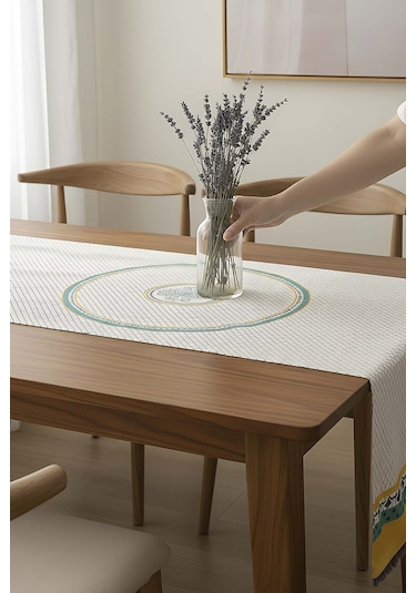 Safran Luxe Keten Runner 45x140 Cm Çok Renkli
