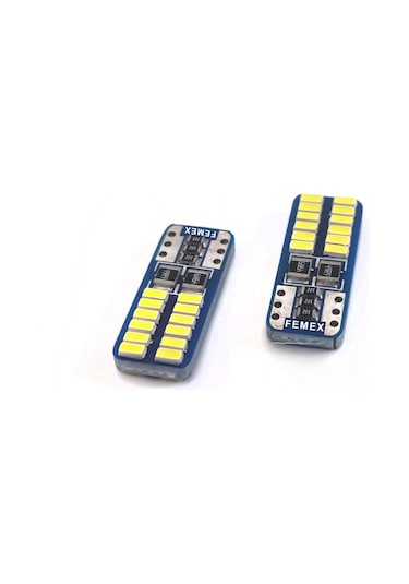 Femex  T10-24Ledli Mini Yassı Led Ampul Beyaz Aktif Canbus Ultra P