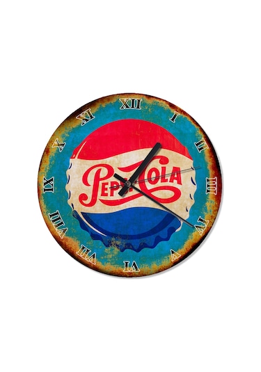 Pepsi Cola Kapağı Baskılı Duvar Saati (407695607) Çok Renkli