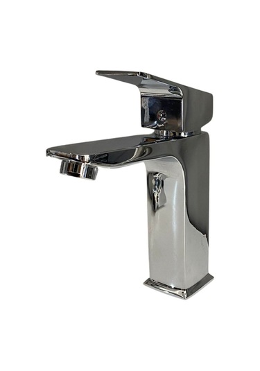 Rudi Armatür Premium Pirinç Kare Gövde Şelale Lavabo Bataryası Gümüş