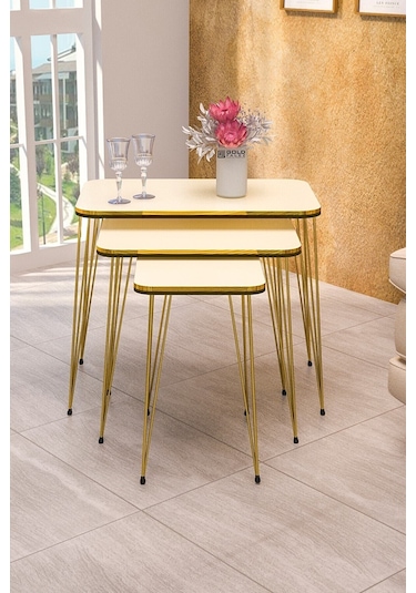 Zigon Sehpa Kr Çift Gold Krem Tel