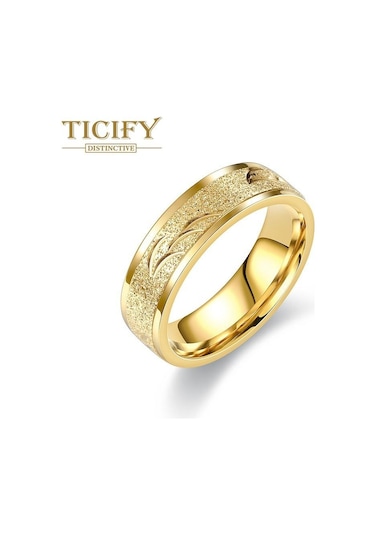 Altın Işık Lüks Tasarım Sensörü Titanyum Çelik Yüzük Oyma Heykel Mat Hiçbir Renk Niş Çift Yüzük Moda Takı 7 Altın