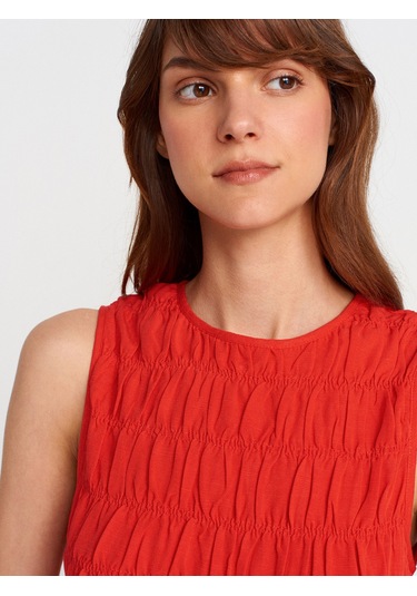 Dilvin 50845 Kolsuz Crop Bluz-kırmızı Kırmızı