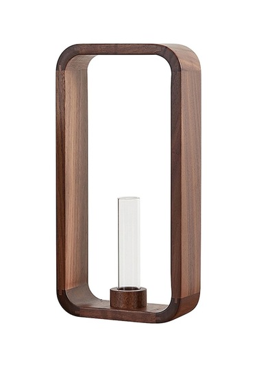 Büyük Boy Ceviz Ahşap Çerçeveli Cam Tüp Süs, Su Bitkileri Ve Kurutulmuş Çiçekler İçin Masaüstü Dekorasyon