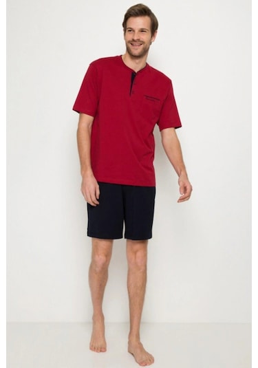 Pierre Cardin 5370 Pijama Şort 3 Lü Damat Çeyiz Seti - Bordo