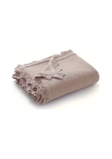 Maxaccess 1 Adet Bebek Dalga Dantel İşlemeli Çiçekli Bebek Örgü Battaniyesi Beyaz Beyaz