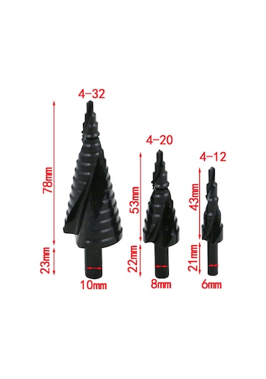 Hallow Hss Kademeli Matkap Ucu Seti Metal Koni 3 Adet 4 32 MM