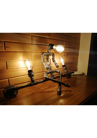 3 Başlıklı Vintage El Yapımı Endüstriyel Aplik, Rustik Robot Duvar Apliği Cafe Villa Retro Avize