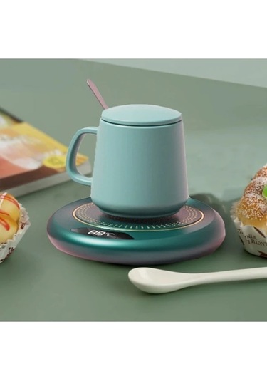 Willowhaven Yeşil Akıllı Dokunmatik Kontrollü Isıtmalı Bardak Altlığı 3 Seviye Ofis Ev Isıtıcısı