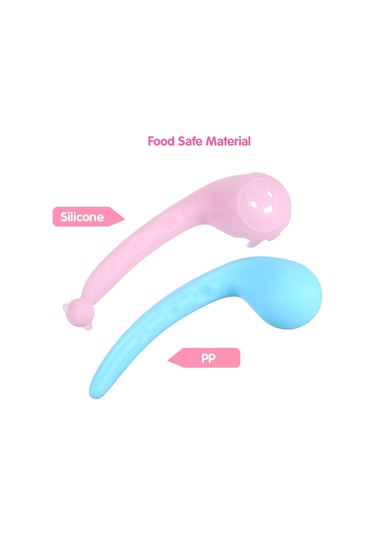 Moveevo Bebek Yemek Öğrenme Kaşığı, Eğilebilir, Noodle Spoon, 0-3 Yaş, Silikon-pp Malzeme, Depolama Kutusuyla, Mavi+pembe, 2 Adet Mavi - Pembe