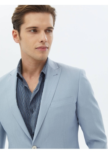 Kip Açık Mavi Düz Slim Fit Ceket 001