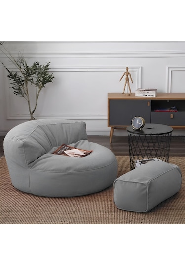 Good Night Twist Berjer Aktivite Koltuğu Ve Ayak Pufu Açık Gri