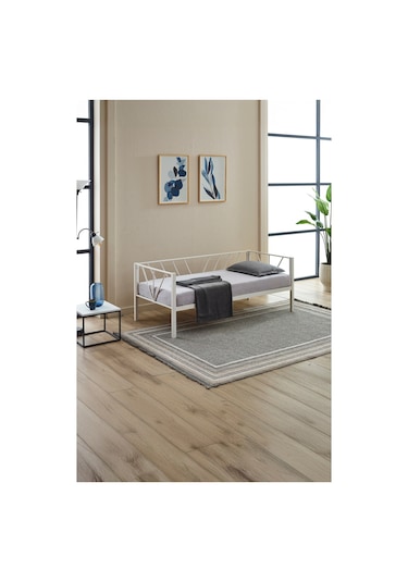 Alchera Daybed Tek Kişilik Sedir Metal Karyola Beyaz