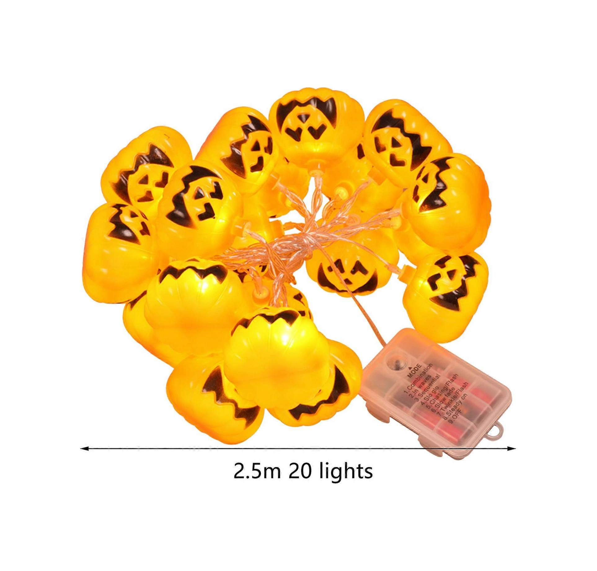 Işıklı Jack-o-lantern Işık Dizisi 2,5 M 20 Işık Cadılar Bayramı Dekorasyonu Diğer