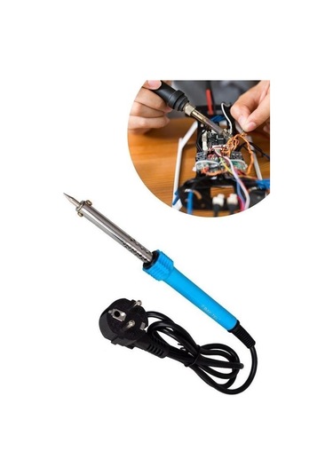 Buffer 40w Plastik Saplı Elektrikli Döner Başlıklı Havya Kalemi Elektrikli Döner Başlı Lehim Kalemi Mavi