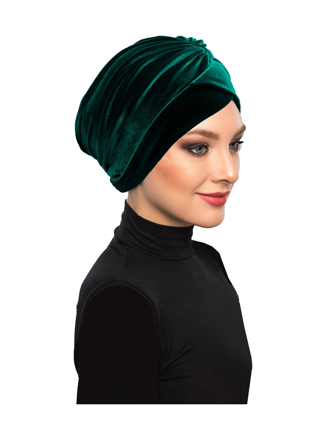 Kadife Kardelen Astarlı Yeşil Hazır Türban Tesettür Bone Yeşil