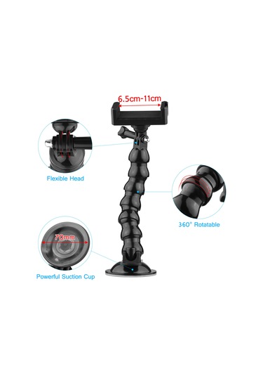 Jeemson 23cm Abs Materyalli 360 Döner Evcil/ Araçlı Sünger Tutucu, Telefon Tutucu İle Multifonksiyonel Vlog/ Gps/ Canlı Yayın Stantı