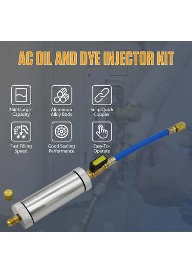 Pazly Paslanmaz Çelik A/c Yağ Ve Boya Enjektör Kiti R134a R12 R22 1/4 Sae Hızlı Bağlantı 75ml 500 2500psı Çin Guangdong