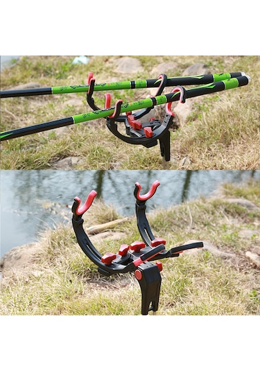 Dianziye İki Balıkçılık Kamışı Tutabilir Ayarlandırabilen Abs + Paslanmaz Çelik Toprak Takılı İki Kollü Kamış Tutucu