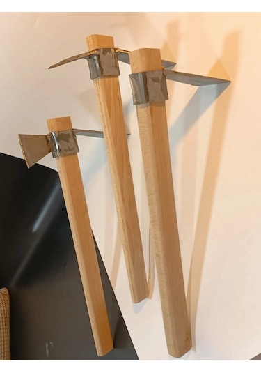 Sürmene Makas Çeliği 3lü Set Paltalı, Düz, Çatallı Kazma Seti Bahçe Tarla Hobi 45cm Profesyonel