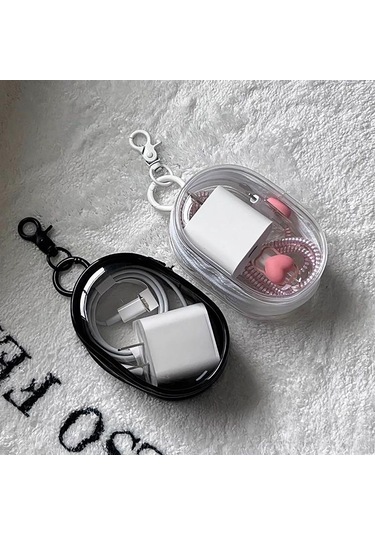 1 Adet Açık Hava Seyahat Veri Kablosu Saklama Kutusu Taşınabilir Koruyucu Kapak Düzenleyici Kutusu Çok İşlevli Kulaklık Veri Kablosu Siyah