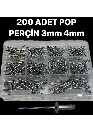 200 ADET 3 MM 4 MM POP PERÇİN SETİ