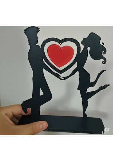 Romantik Çift Silüetli 3d Biblo - Dekoratif Aksesuar