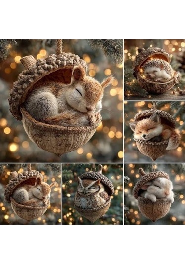 Xindoker Orman Hayvanı Fıstık Açık Figürü - 2d Akrilik Ev Dekorasyonu - Kışlık/noel Aksesuarı Tilki Desenli, Tek Adet